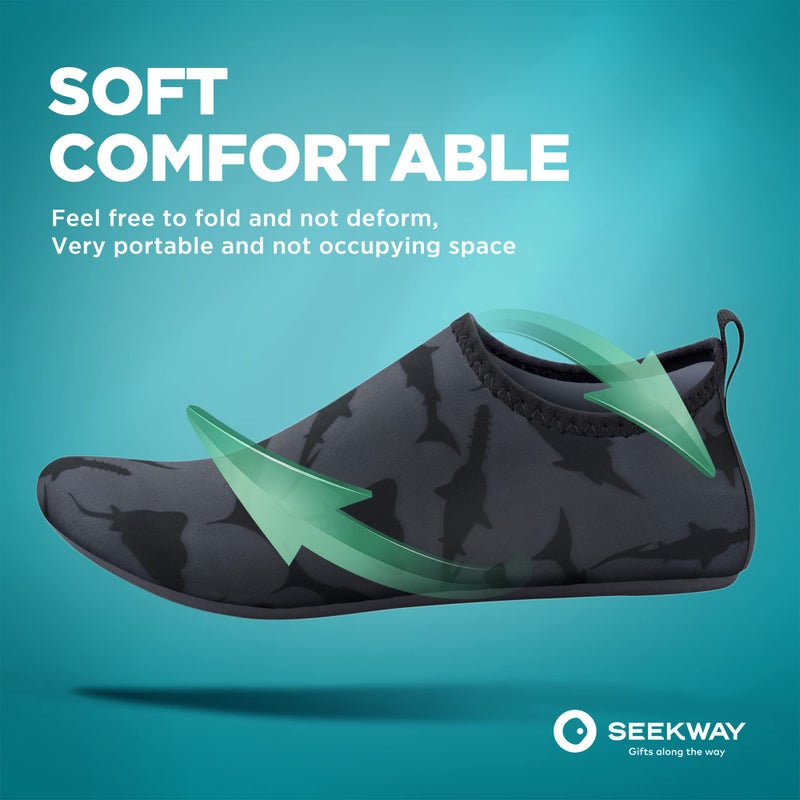 SEEKWAY Water Shoes Barefoot Aqua Socks Non Slip Quick-Dry for Beach Pool Swimming River Lake Women Men Black Shark SK001 - Image 3